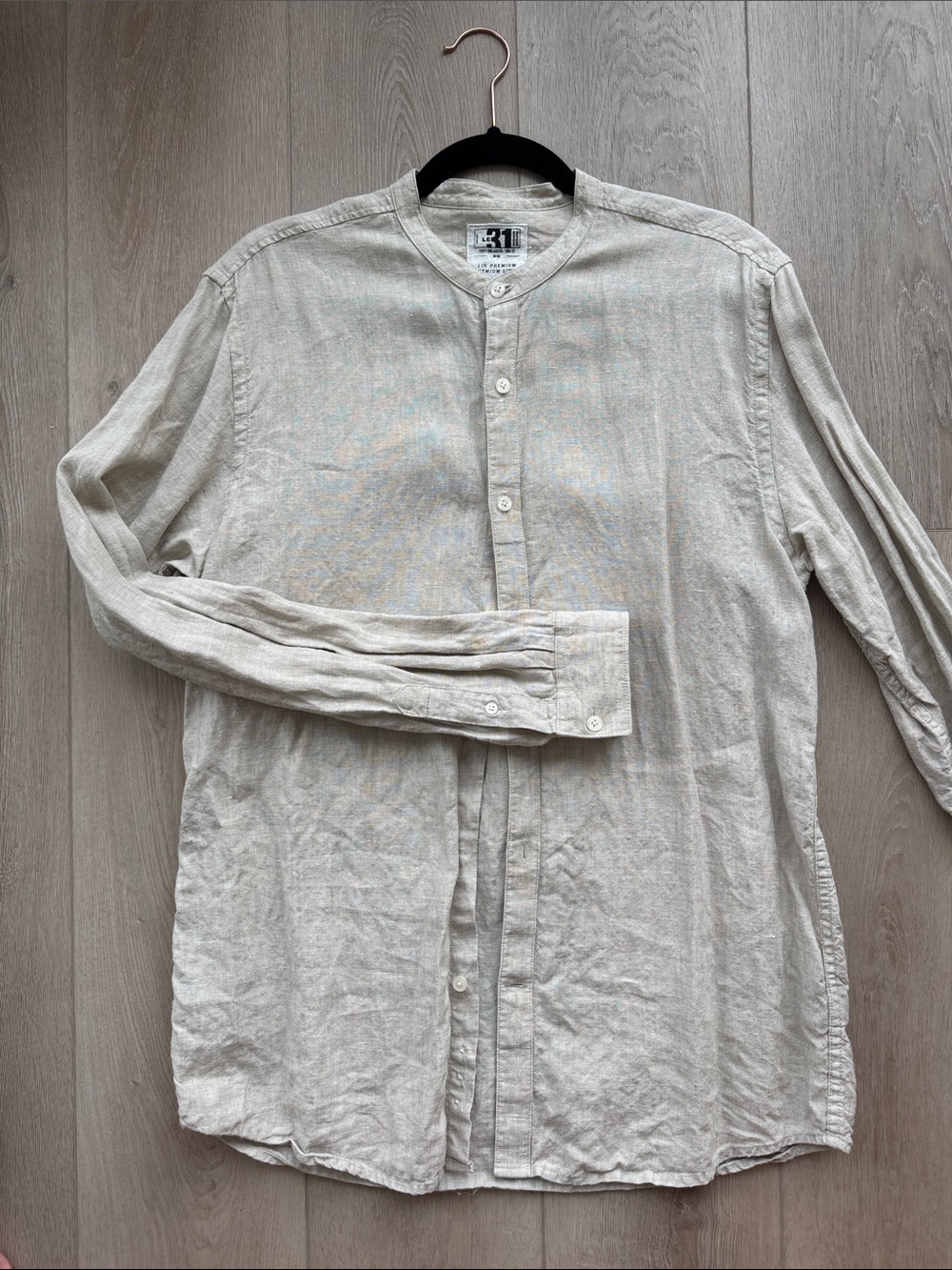 Le 31 beige linen button up dress shirt